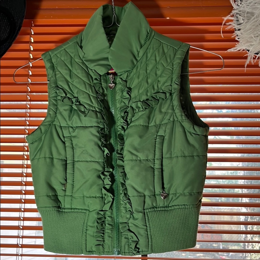 Dollhouse Green Utility Vest Quilted Sleeveless